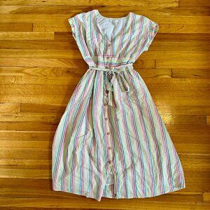 Loft Vertical Striped Midi Dress